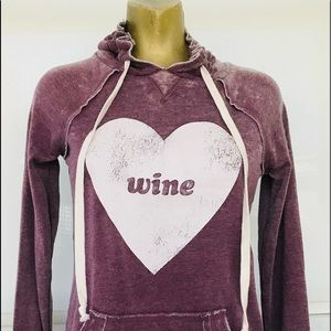 NWT GRAYSON THREADS Deconstructed WINE Hoodie TOP Size XS